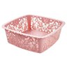 Caixa Cesto Organizador Casa Mesa Pequeno Quadrado Plastico:Rosa - 2