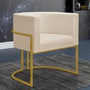 Ver imagem 2 de Kit 2 Poltronas Reforçadas Decorativa Sala Nayara Base Ferro Dourado Suede Bege