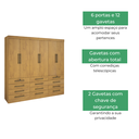 Ver imagem 4 de Guarda Roupa Casal 6 Portas 12 Gavetas Mônaco D'doro Cinamomo