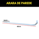 Ver imagem 2 de Duas Araras Fixas de Parede 80cm Aço Estrutura Reforçada Lojas Closets Ambientes Residenciais