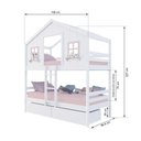 Ver imagem 3 de Beliche Casinha Dos Sonhos com 02 Gavetas Madeira Maciça Branco/ Rosa Housin
