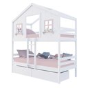 Ver imagem 2 de Beliche Casinha Dos Sonhos com 02 Gavetas Madeira Maciça Branco/ Rosa Housin