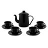 Conjunto para café Bule 1L Xícaras 120ml Esmaltado Preto Ewel - 1