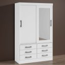 Ver imagem 1 de Guarda-roupa Solteiro com Espelho 2 Portas 6 Gavetas Meridian D'doro Branco