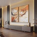 Ver imagem 1 de Quadros Abstratos Textura Tons Terrosos Dourado 140x90cm Gigante Canvas Moldura Flutuante