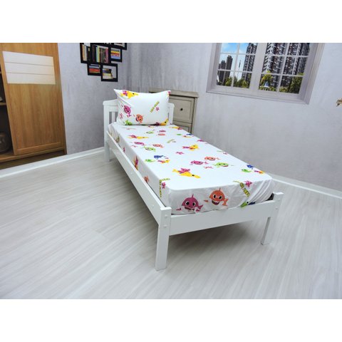 Jogo De Lençol Com Elastico E Fronha Baby Shark Rosa Kit 2pçs