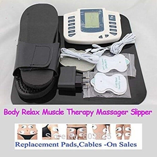 Aparelho tens digital massageador muscular fisioterapia massagem com chinelo choquinho eletroestimul - 4