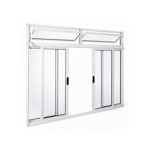 Janela de Correr Alumínio Branco 04F c/Basculante Classic - 100x100cm