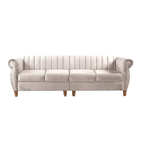Sofá Realeza 4 Lugares Cor:suede Bege Claro 080