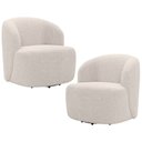 Ver imagem 1 de Kit 02 Poltronas Giratória Orgânica para Sala Living Heidy F04 Bouclê Bege - Lyam Decor