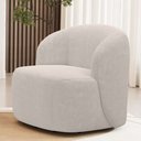 Ver imagem 2 de Kit 02 Poltronas Giratória Orgânica para Sala Living Heidy F04 Bouclê Bege - Lyam Decor