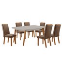 Ver imagem 1 de Mesa de Jantar Copper 180cm Madeira Tampo Vidro Canto Copo com 6 Cadeiras Lira