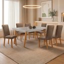 Ver imagem 2 de Mesa de Jantar Copper 180cm Madeira Tampo Vidro Canto Copo com 6 Cadeiras Lira