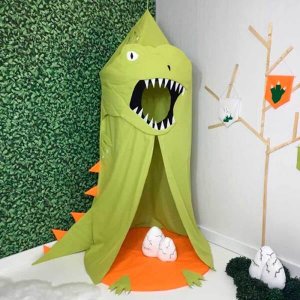 Tenda Cabaninha 3 Peças Infantil Tipo Barraca Verde Dinossauro