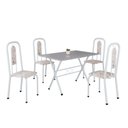 Ver imagem 2 de Conjunto de Mesa Tubular 100x60cm Tampo em Granito Ocre com 4 Cadeiras Lívia Branco Botanic Bege/Branco