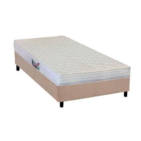 Cama Box Solteiro: Colchão Ortopédico Herval AG65 Frontier + Base CRC Suede Clean(88x188)