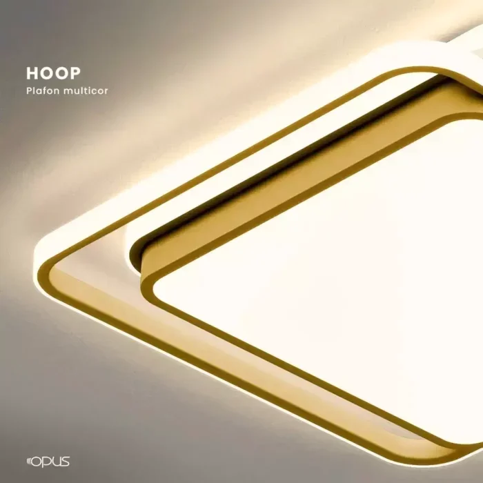 Ver imagem 2 de Plafon Led Hoop Quadrado 72w Multicolor Bivolt Dourado