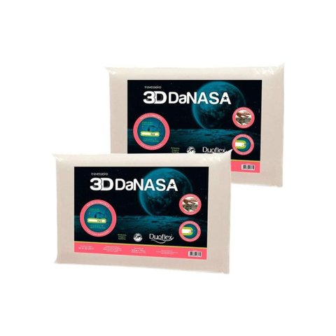 Travesseiro Viscoelástico 3d Danasa Dt3240 Kit C/ 2 Un (45x65) - Duoflex