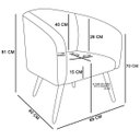 Ver imagem 5 de Poltrona Stella Linho A72 com Corino Preto Pés Palito Natural - D'Rossi