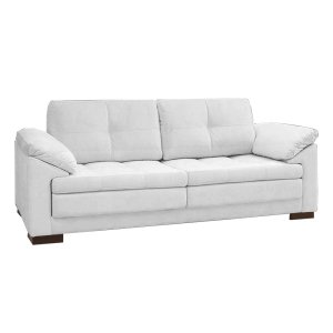 Sofá Retrátil Bali 2 Lugares Couro Branco B105 1,75M Pés de Madeira