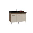 Ver imagem 1 de Balcão Armário para Pia de Cozinha 1.20m Ca 3 Portas Cor Canela / Off White