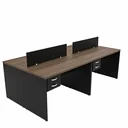 Ver imagem 5 de Escrivaninha Mesa Escritório 8 Gavetas 4 Lugares 240cm Nogal e Preto Marrom