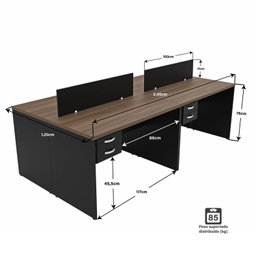 Escrivaninha Mesa Escritório 4 Lugares - 1