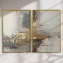 Ver imagem 2 de Quadro Decorativo Abstrato Cinza com Dourado Kit 2 Quadros