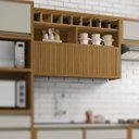 Ver imagem 1 de Armário Aéreo Modular 1 Porta Basculante Adega Ripado Baronesa 120cm Mdf
