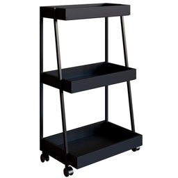 Carrinho Organizador Multiuso 03 Prateleiras P1032 Preto Pp Milani Store Preto - 1