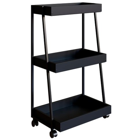 Carrinho Organizador Multiuso 03 Prateleiras P1032 Preto Pp Milani Store Preto