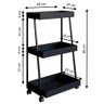 Carrinho Organizador Multiuso 03 Prateleiras P1032 Preto Pp Milani Store Preto - 3