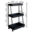 Ver imagem 3 de Carrinho Organizador Multiuso 03 Prateleiras P1032 Preto Pp Milani Store Preto