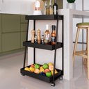 Ver imagem 2 de Carrinho Organizador Multiuso 03 Prateleiras P1032 Preto Pp Milani Store Preto