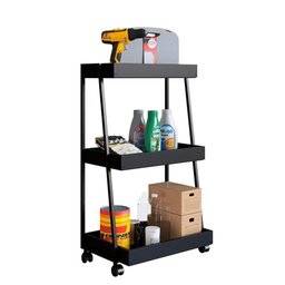 Carrinho Organizador Multiuso 03 Prateleiras P1032 Preto Pp Milani Store Preto - 4