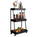 Ver imagem 6 de Carrinho Organizador Multiuso 03 Prateleiras P1032 Preto Pp Milani Store Preto