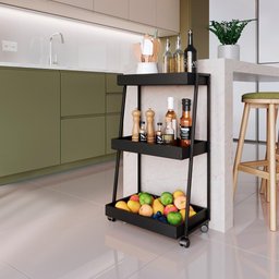 Carrinho Organizador Multiuso 03 Prateleiras P1032 Preto Pp Milani Store Preto - 9