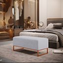 Ver imagem 2 de Puff Decorativo Sala De Estar Cléo 90cm Base De Ferro Cobre W01 Suede Cinza - Lyam Decor