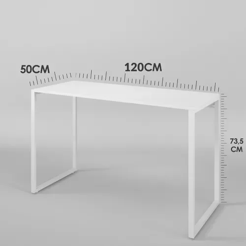 Escrivaninha 120cm Mesa Madeira Branca Móveis Industrial Escritório Office - 4