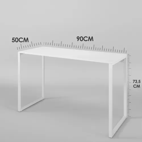 Escrivaninha 90x50cm Mesa Madeira Branca Móveis Industrial Escritório Office - 4