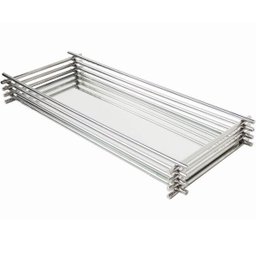 Bandeja de Vidro para Decoração Retangular Espelhada Lavabo Cromado - 8 Bandeja de Vidro para Decoração Retangular Espelhada Lavabo Cromado - 8