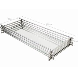 Bandeja de Vidro para Decoração Retangular Espelhada Lavabo Cromado - 2 Bandeja de Vidro para Decoração Retangular Espelhada Lavabo Cromado - 2
