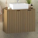 Ver imagem 1 de Armário de Banheiro Nice 2 Portas 2 Gavetas 100% Mdf Nogal/noce Amêndoa - Móveis Bosi