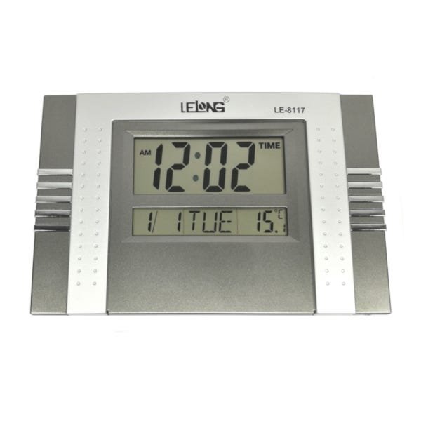 Relógio Digital De Mesa ou Parede Data e Temperatura:Cinza