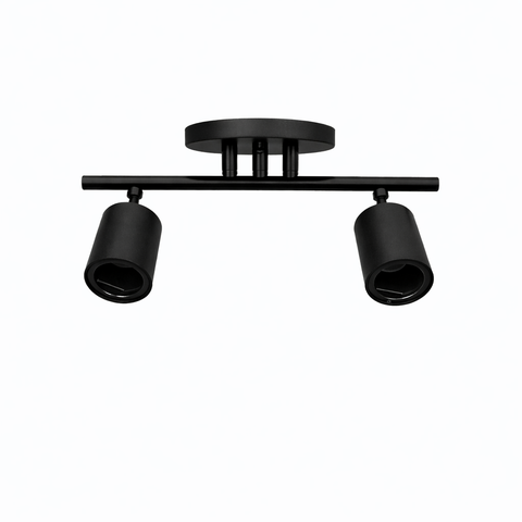 Spot Trilho Industrial Aluminio Teto 2 Luzes Gu10 Bivolt Lumini Lab - Preto Fosco