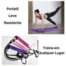 Kit Exercicios Físicos Extensor Com Barra + Faixa Elástica Pilates Treino em Casa - 4