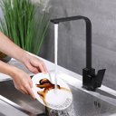 Ver imagem 2 de Torneira Gourmet de Cozinha Monocomando Misturador Slim Quadrada Preta