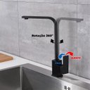 Ver imagem 3 de Torneira Gourmet de Cozinha Monocomando Misturador Slim Quadrada Preta