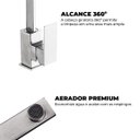 Ver imagem 5 de Torneira Gourmet de Cozinha Monocomando Misturador Slim Quadrada Escovada
