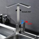 Ver imagem 4 de Torneira Gourmet de Cozinha Monocomando Misturador Slim Quadrada Escovada